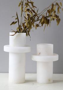 Vases: Layered Marble White Vase Big
