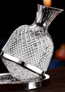 Crystal Decanter: Luxury 360° Rotating Crystal Hand Blown Wine Decanter