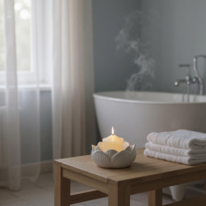 Handmade: White Ceramic Flower Candle Holder