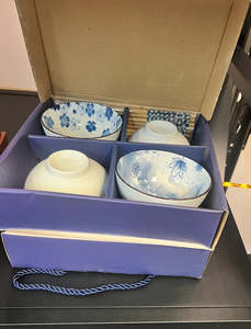 Blue and Light Blue Bowls Set 4 pcs