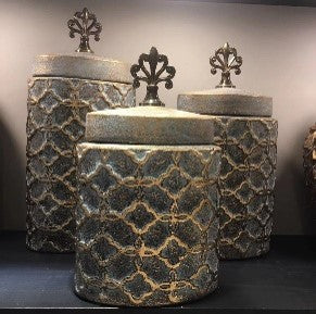 Decorative Jars: Gray and gold Jars