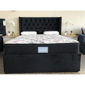 Nap Time Mattress + Storage Base + Wingback Buttoned Headboard