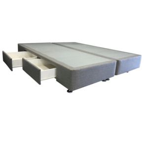 King Bed Base: White Drawer Base - King