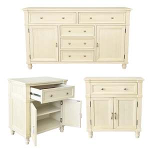 Frontpage: Pearl White Solid Pine Dresser with 2 Bedside Tables
