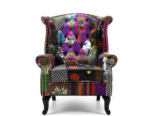 Armchairs: PATCHWORK WINGBACK ARMCHAIR
