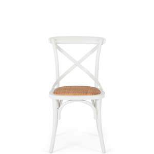 Wooden Chairs: CROSSED BACK WOODEN CHAIR "AGED WHITE"