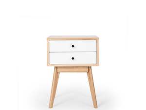 Wooden Bedside Tables: CANBERRA WOODEN BEDSIDE TABLE "WHITE/OAK"