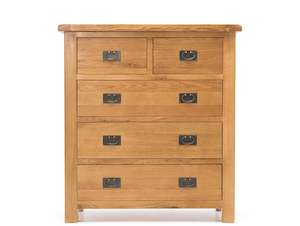 Wooden Tallboys Chests: SOLSBURY 5 DRAWER WOODEN CHEST "NATURAL OAK"