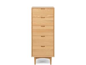 MADRID 5 DRAWER WOODEN TALLBOY "NATURAL OAK"