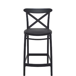 Siesta Cross Bar Stool 65cm: SIESTA CROSS BAR STOOL 65cm "BLACK" (x4)