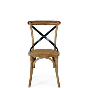 Wooden Chairs: CROSSED BACK WOODEN CHAIR "SMOKED OAK"