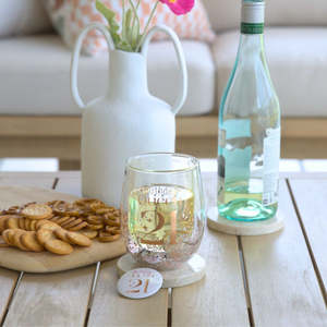 Glasses Mugs: Celebration 21st Glitter Stemless Glass & Badge Set