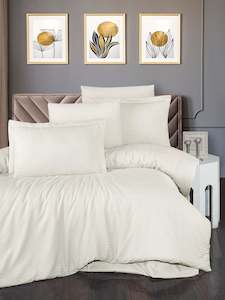 Bedding Sets: Bedding Set Cream - organic cotton stripe sateen