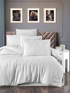 Bedding Sets: Bedding Set White organic cotton stripe sateen