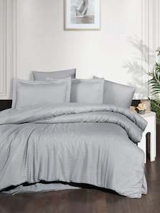 Bedding Sets: Bedding Set Light Grey organic cotton stripe sateen