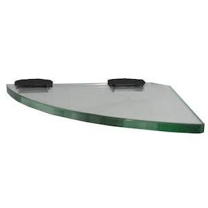 Baskets And Shelves: 10MM GLASS BATHROOM SHELVES - 4 STYLES BLACK BRACKETS