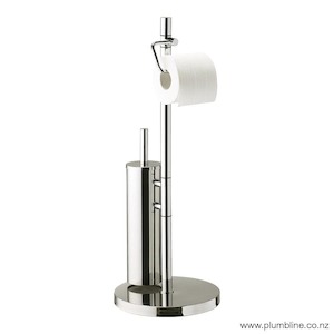 PLUMBLINE ECO STYLE FREESTANDING TOILET ROLL HOLDER AND TOILET BRUSH
