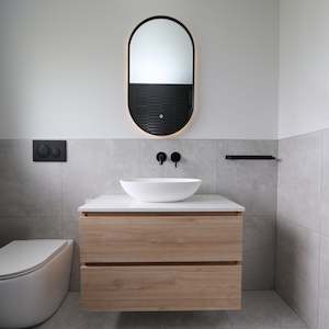 Led Mirrors: CODE SOLACE OVAL BLACK FRAMED LED MIRROR 500X900MM