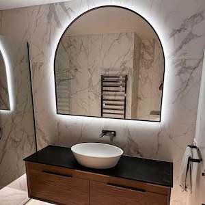CODE SOLACE ARCH FRAMED LED MIRROR 1200X1100MM - 5 COLOURS