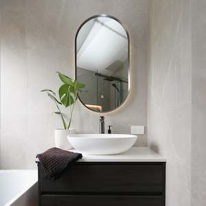 Led Mirrors: CODE SOLACE OVAL GUNMETAL FRAMED LED MIRROR - 2 SIZES