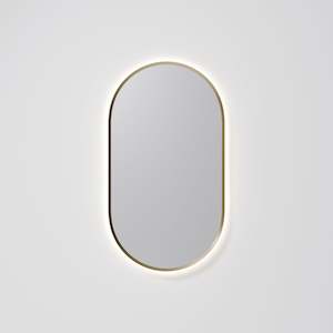 CODE SOLACE OVAL BRUSHED BRASS FRAMED LED MIRROR - 2 SIZES
