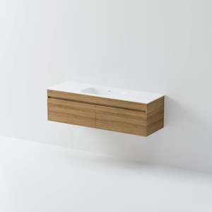 Matte White: CODE LUXE 1500 WALL HUNG SINGLE BASIN VANITY | 2 DRAWER SIDE BY SIDE