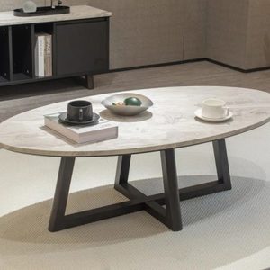 Brenta Circle Coffee Table 80CM, Matte White & Grey