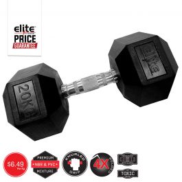 Products: Chrome Handle Rubber Hex Dumbbell Elite Fitness NZ