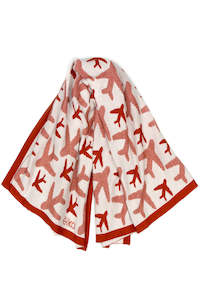 Elka Kids: Silk Merino Baby Blanket in Tamarillo Airplane
