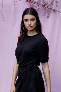 Linen Cotton T-Shirt in Black