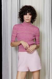Spring Summer: Cashmere Cropped Sweater in Fuchsia Melange