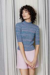 Spring Summer: Cashmere Cropped Sweater in Teal Melange