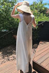 Spring Summer: Linen Pinafore Dress in Oatmeal Gingham. ALMOST GONE
