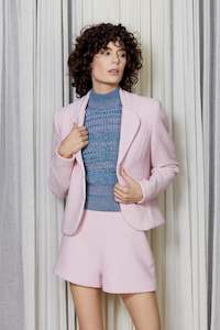 Spring Summer: Hand Crafted Moss Stitch Merino Blazer Jacket in Petal Pink. SOLD OUT