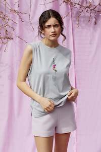 Spring Summer: Cotton Silk Hollyhock Tank in Dove Grey