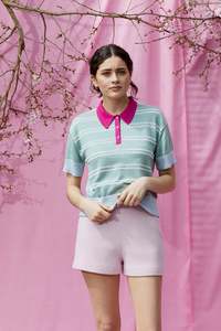 Spring Summer: Cotton Silk Polo Shirt in Sage