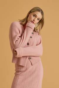 Button Up Cardigan in Veneta Pink.