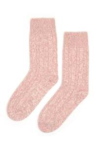 Cashmere Cable Lounge Socks in Veneta Pink Melange