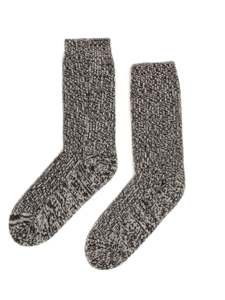 Cashmere Rib Lounge Socks in Charcoal Melange