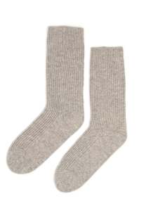 Frontpage: Cashmere Rib Lounge Socks in Grey Marl