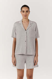 Supmia Cotton Cashmere: Pyjama Shirt and Short Set - Grey Marle