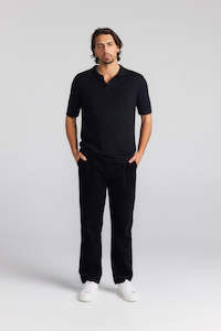 Supmia Cotton Cashmere: Miles Mens Polo Shirt - Black