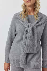 Cashmere Cable Sweater Scarf - Powder Pink