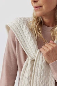 Cashmere Cable Sweater Scarf - Cream