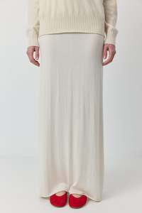 Silk Cashmere: Cashmere Silk Aline Skirt - Cream