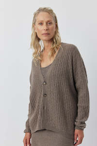 Relaxed Cashmere Edit: Relaxed Cashmere Cable Cardigan - Walnut