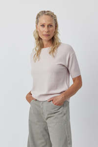 Essential Cashmere Crew Tee - Sky Melange