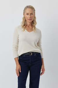 Best Sellers: Essential Cashmere V Sweater - Cream