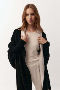 Dusters Jackets: Cashmere Double Sided Jacket - Black/Cream