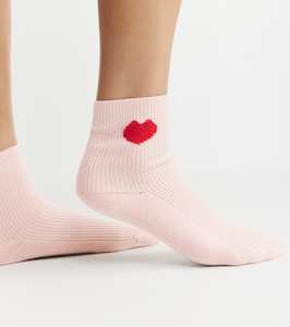 Best Sellers: Cashmere Heart Socks - Pink/Red